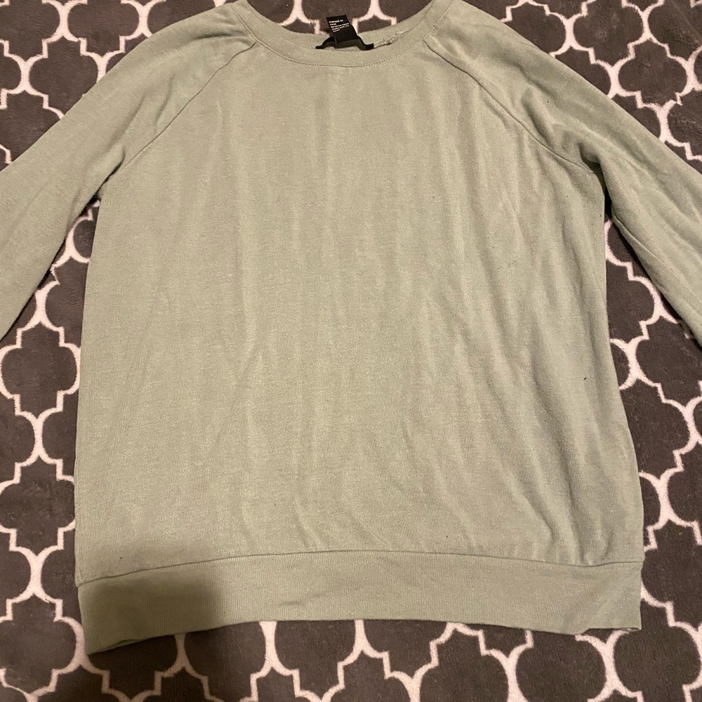 Full sleeve forever 21 sweater mint green with lace back